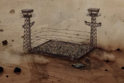 Ilustración del cartel del documental "Espacio menguante", dirigido por Cristina Mora y Norma Nebot