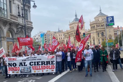 Manifestación en protesta por el cierre de la planta de Bimbo en Valladolid. 05/10/24. Foto: Social24Horas