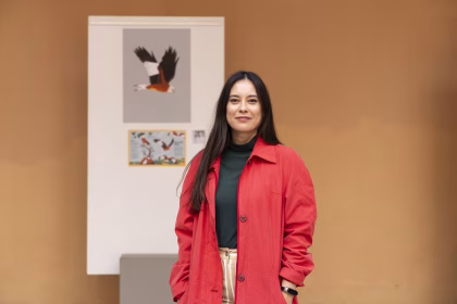 Laura Fernández Arquisola (Laufer), en la inauguración de su exposición en el CreaVA 25. Foto: Víctor Hugo Martín Caballero