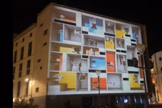 La obra visual "Vecinos", de Lara de la Puente (presentada en el último festival de arte urbano Ephemera): collage de historias que reflexionaban sobre la tensión entre soledad y comunidad. Foto: Social24Horas