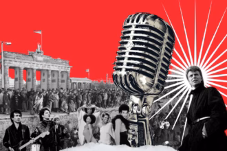 Imagen del cartel de presentación de la primera grabación en directo del pódcast. Foto: "Aquí la historia suena"