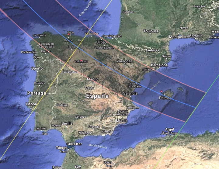 mapa de las zonas que mejor verán el eclipse