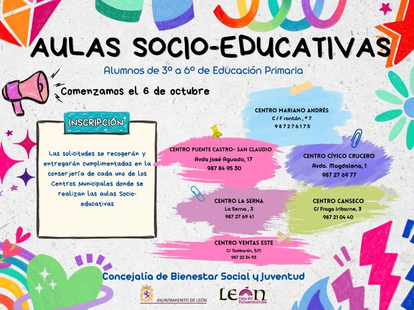 Cartel aulas socio-educativas Municipales de León-2026-27